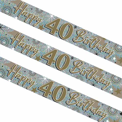 Sparkling Gold 40th Birthday Holographic Foil Banner 260cm Product Gallery Image