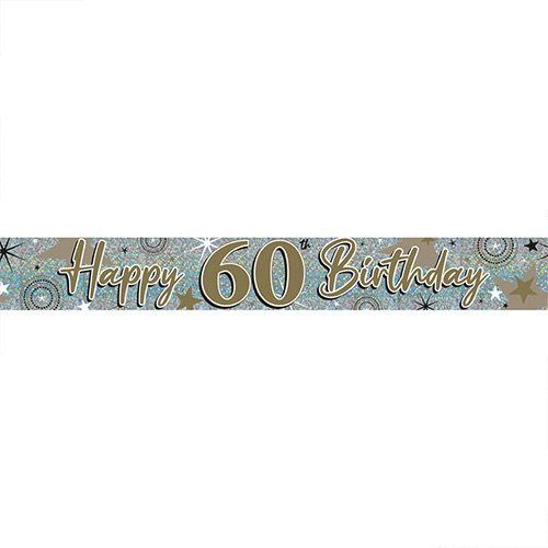 Sparkling Gold 60th Birthday Holographic Foil Banner 260cm Product Gallery Image