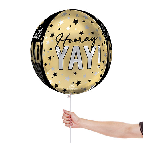 Sparkling Stripes Grad Graduation Orbz Foil Helium Balloon 38cm / 15 in Product Gallery Image