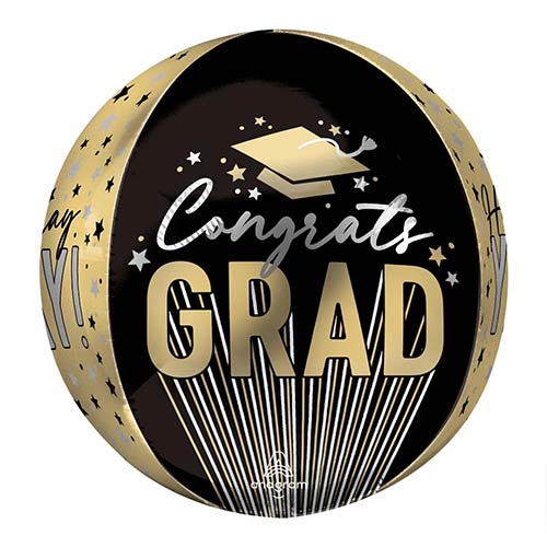 Sparkling Stripes Grad Graduation Orbz Foil Helium Balloon 38cm / 15 in