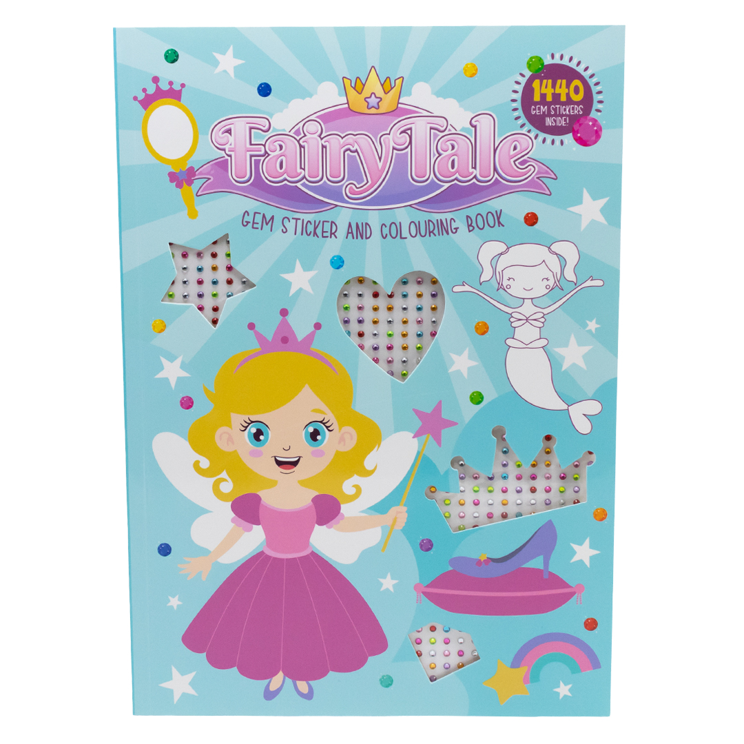 Sparkly Fairy Tale Princess Craft A4 Gem Sticker and Colouring Book