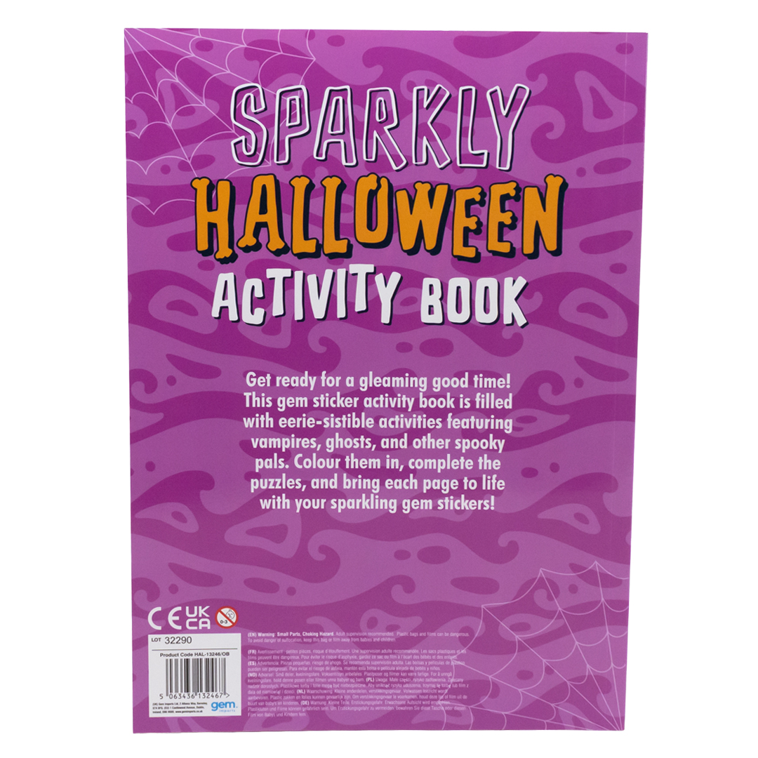 Sparkly Halloween Craft A4 Gem Sticker and Colouring Book View 2