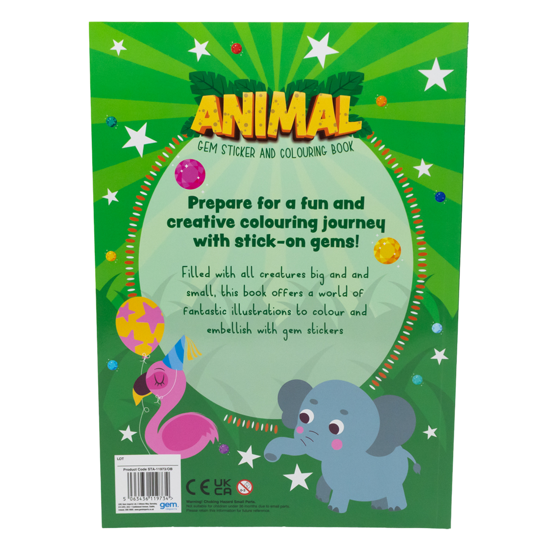 Sparkly Jungle Animals Craft A4 Gem Sticker and Colouring Book View 2