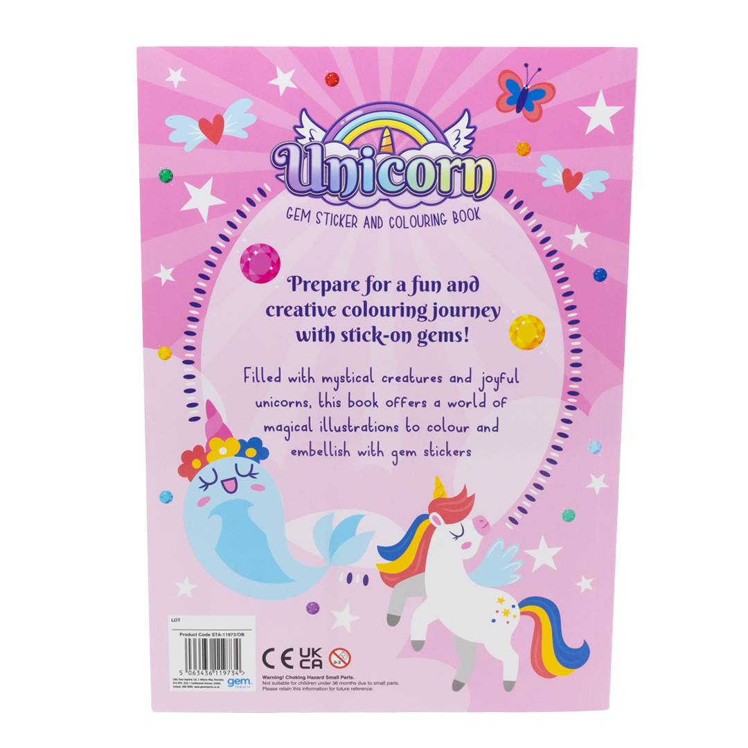 Sparkly Unicorn Craft A4 Gem Sticker and Colouring Book View 2