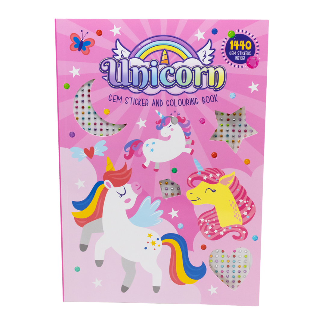 Sparkly Unicorn Craft A4 Gem Sticker and Colouring Book