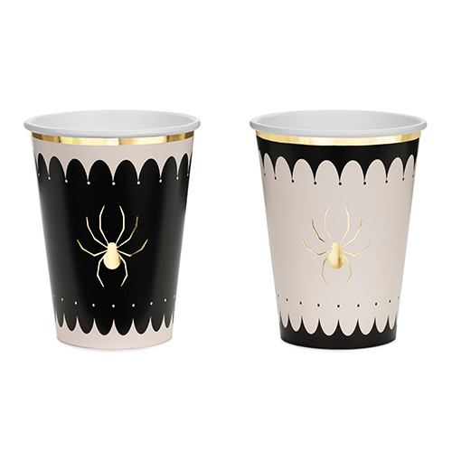 Spider Black & Beige Halloween Paper Cups 400ml - Pack of 6