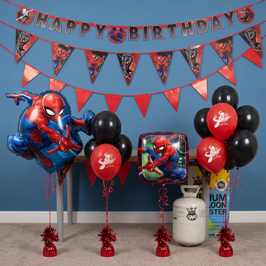 Spider-Man Birthday Balloons, Helium & Decorations Party Pack