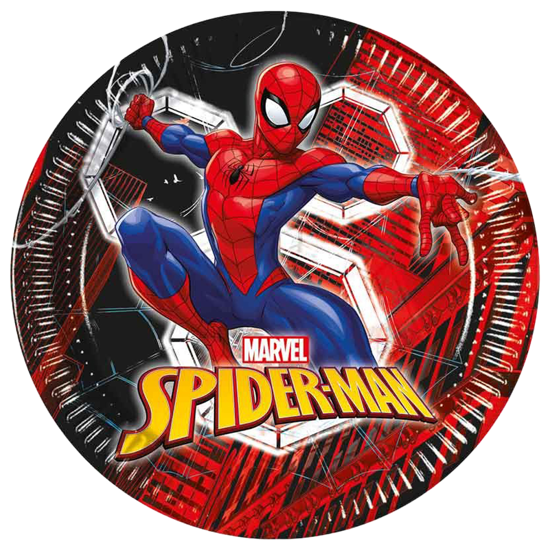 Spider-Man World of Webs Marvel Round Paper Plates 23cm - Pack of 8