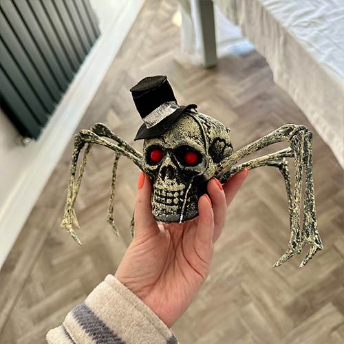 Spider Skull Halloween Hanging Prop Decoration 23cm Product Gallery Image