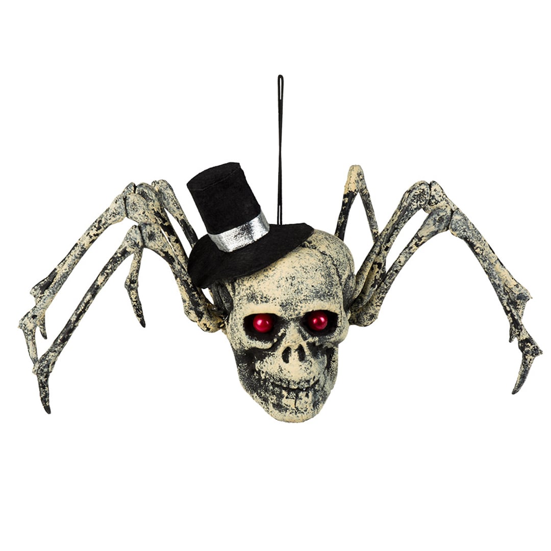 Spider Skull Halloween Hanging Prop Decoration 24cm