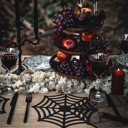 Spider Web Black Halloween Paper Table Placemats - Pack of 4 Product Gallery Image