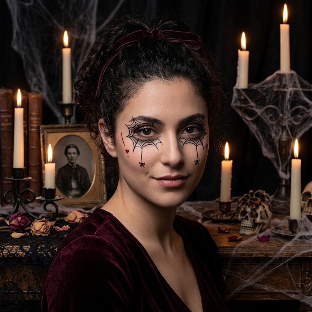 Spider Web Eyes Halloween Face Tattoo Set