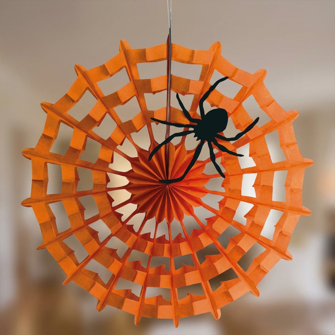 Spider Web Halloween Honeycomb Paper Hanging Decoration 26cm