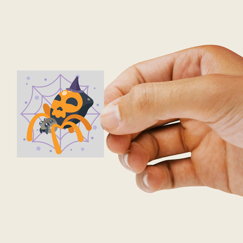 Spider with Skull Halloween Round Square 95mm - Sheet of 4 Product Gallery Image