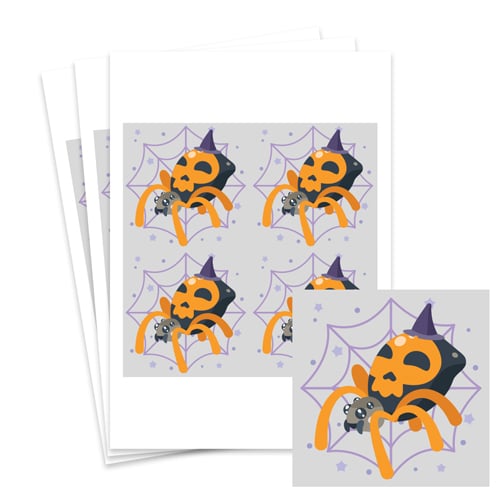 Spider with Skull Halloween Round Square 95mm - Sheet of 4 Product Gallery Image