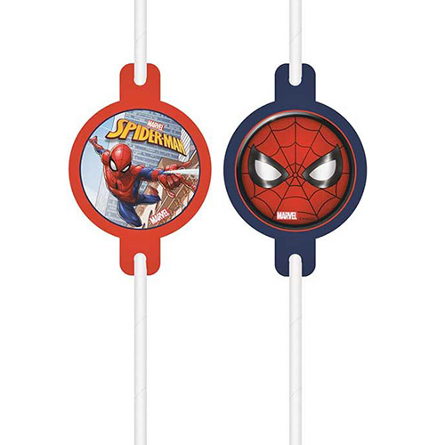 Spiderman Crime Fighter Paper Medallion Drinking Straws - Pack of 4