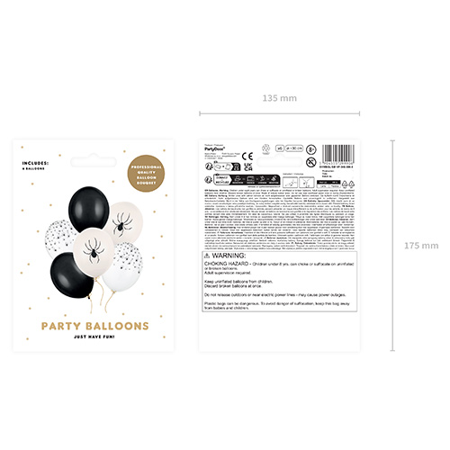 Spiders Halloween Black & White Latex Balloons 30cm / 12 in - Pack of 6 Product Gallery Image