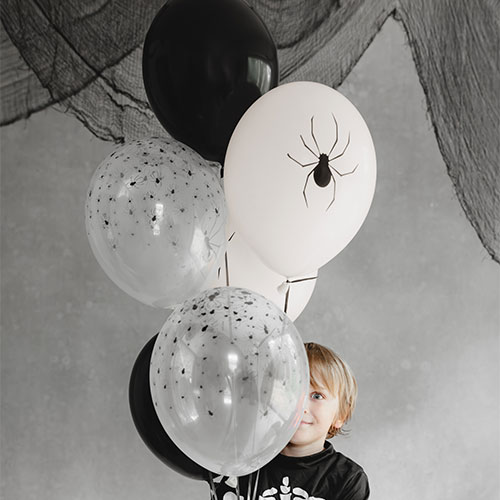 Spiders Halloween Black & White Latex Balloons 30cm / 12 in - Pack of 6 Product Gallery Image