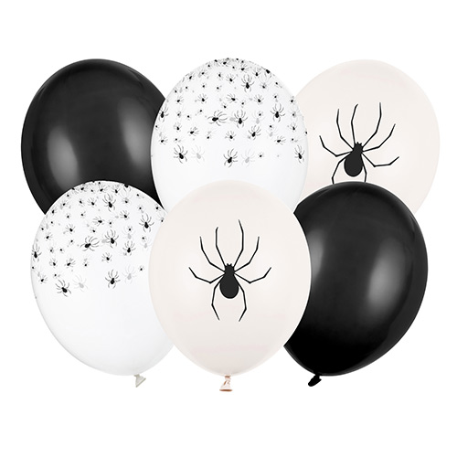 Spiders Halloween Black & White Latex Balloons 30cm / 12 in - Pack of 6 Product Gallery Image