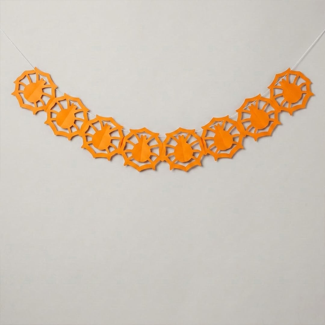 Spider's Web Orange Paper Garland Halloween Hanging Decoration 3m