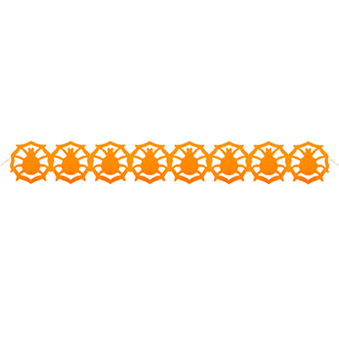 Spider's Web Orange Paper Garland Halloween Hanging Decoration 3m View 3