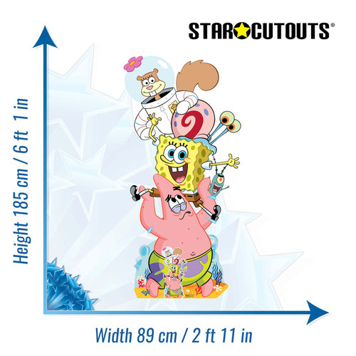 SpongeBob Squarepants and Friends Group Stack Lifesize Cardboard Cutout 185cm Product Gallery Image