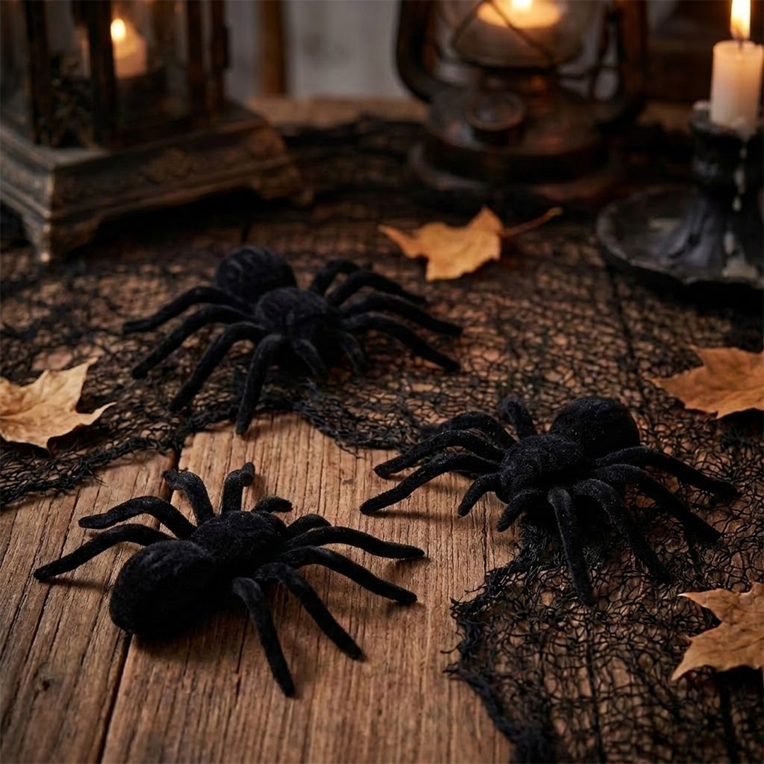 Spooky Black Spiders Felt Halloween Decorations 11cm - Pack of 3