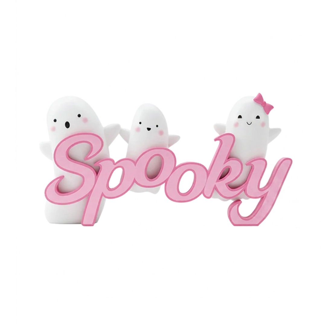 Spooky Ghost Pink Slogan Halloween Decoration 21cm