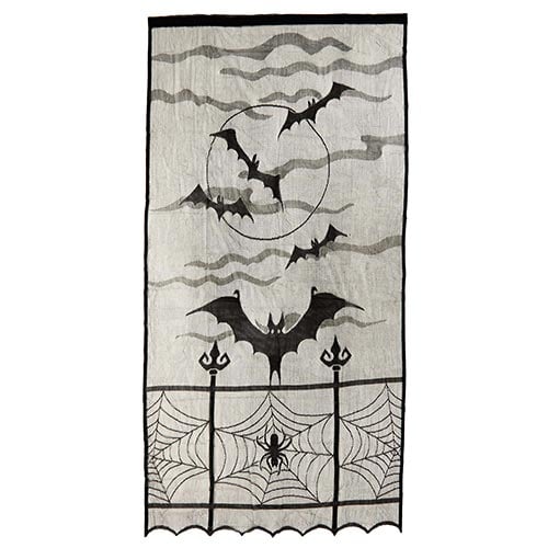 Spooky Halloween Design Black Lace Net Curtain 2.3m