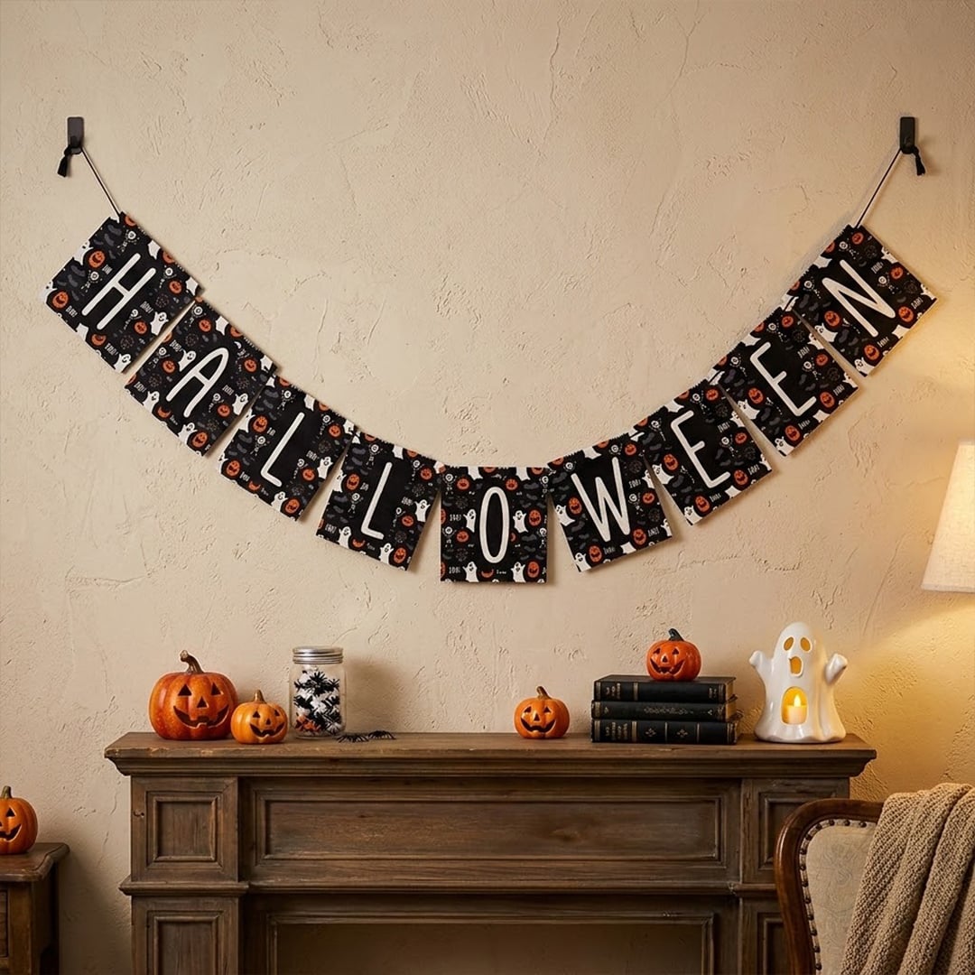 Spooky Halloween Spellout Glitter Flag Bunting 2.4m