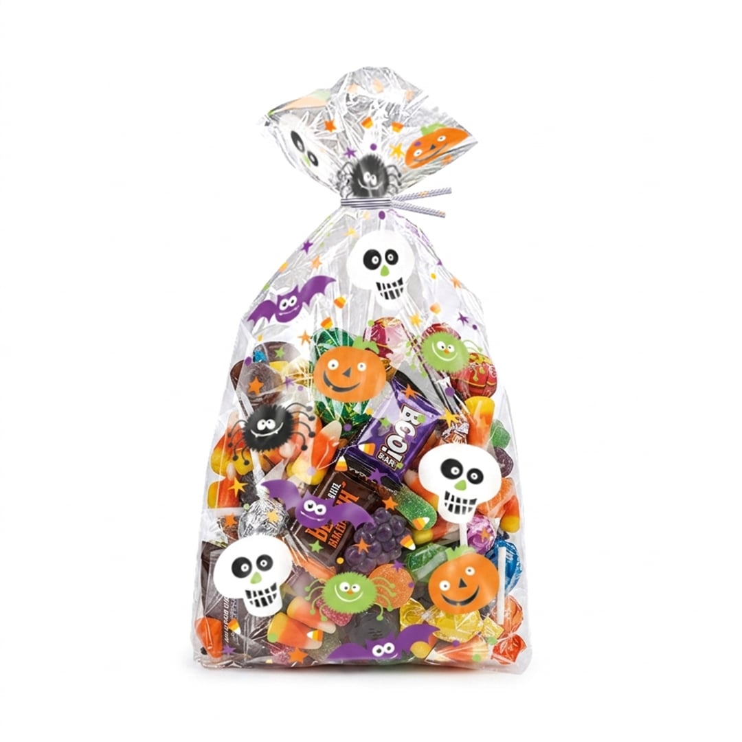 Spooky Smiles Halloween Clear Cello Bags with Twist Ties - Pack of 20