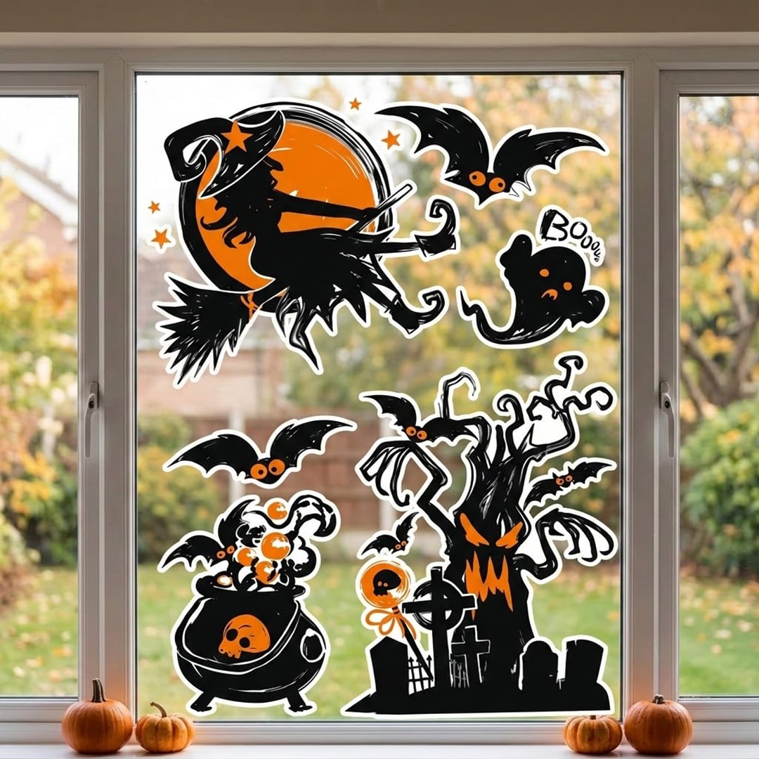 Spooky Witch Halloween Window Stickers