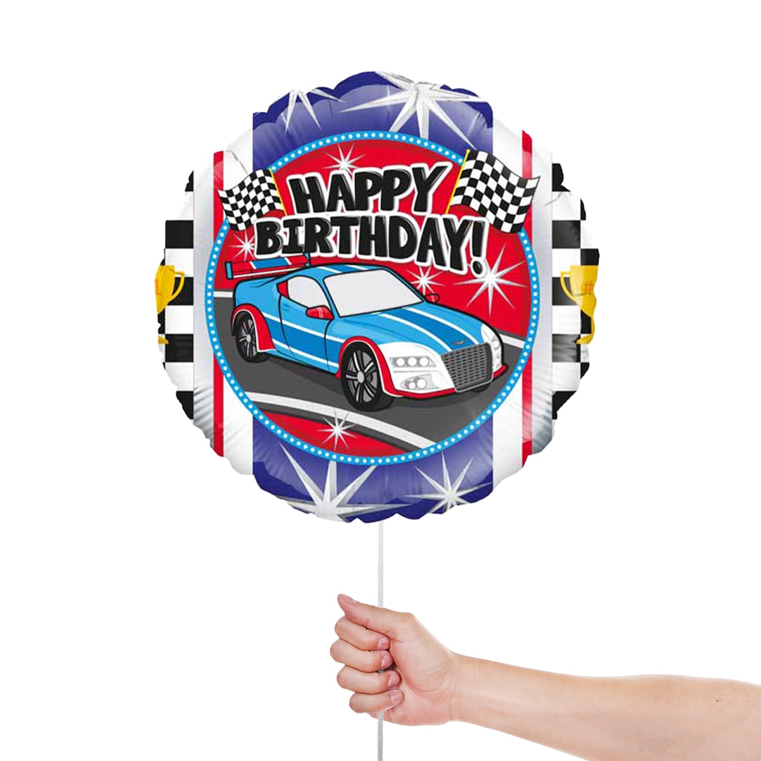 Sports Car Birthday Round Foil Helium Balloon 46cm / 18 in Product Gallery Image