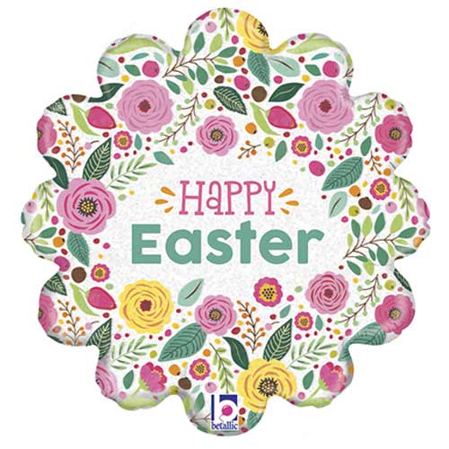 Happy Easter Spring Flowers Holographic Foil Helium Balloon 46cm / 18 in Product Gallery Image