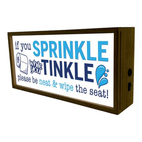 Sprinkle Tinkle Toilet LED Light Box Wood Room Sign Product Gallery Image