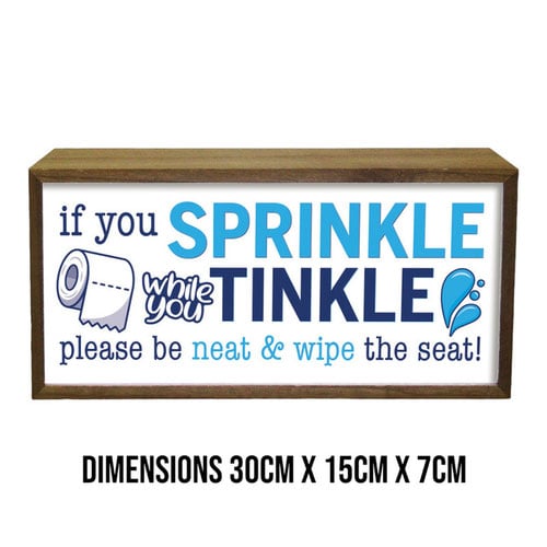 Sprinkle Tinkle Toilet LED Light Box Wood Room Sign Product Gallery Image