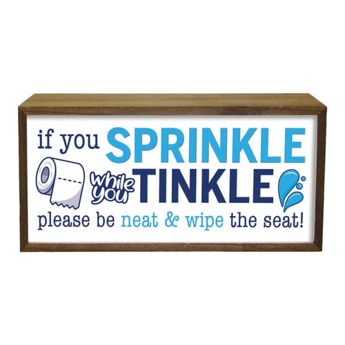 Sprinkle Tinkle Toilet LED Light Box Wood Room Sign Product Gallery Image