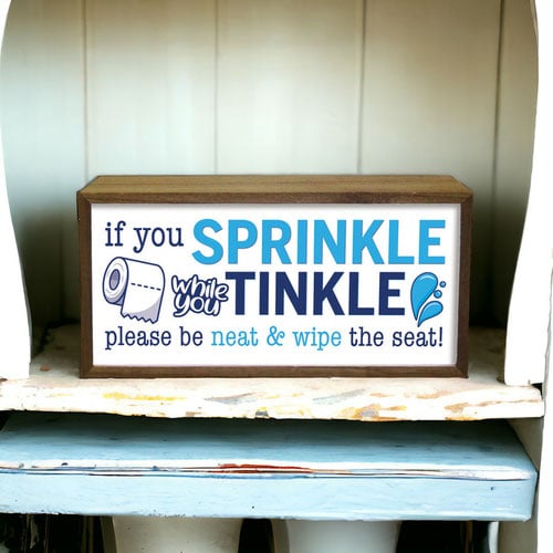Sprinkle Tinkle Toilet LED Light Box Wood Room Sign Product Gallery Image