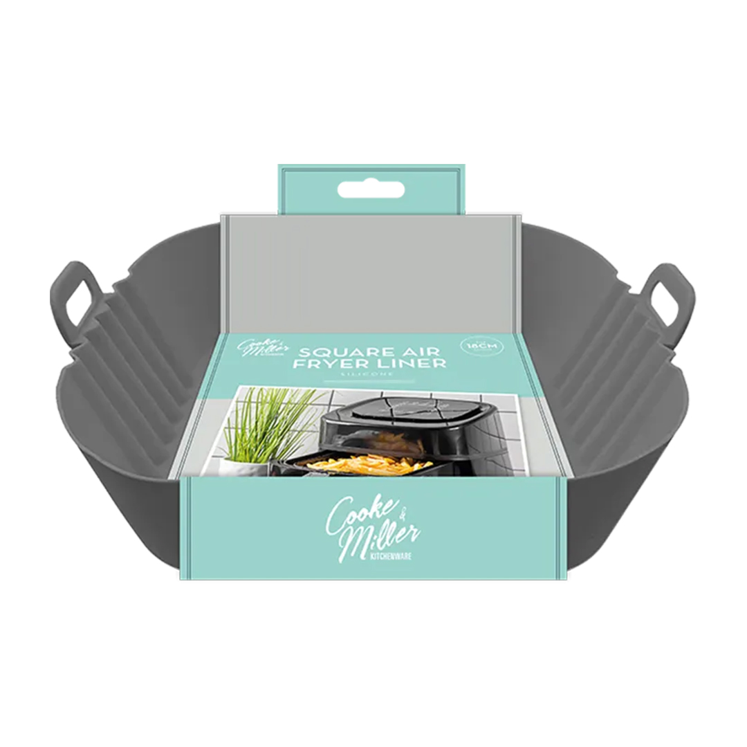 Square Grey Silicone Air Fryer Liner 18cm