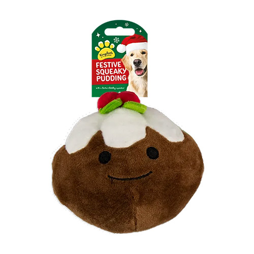 Squeaking Christmas Pudding Plush Dog Toy Product Image