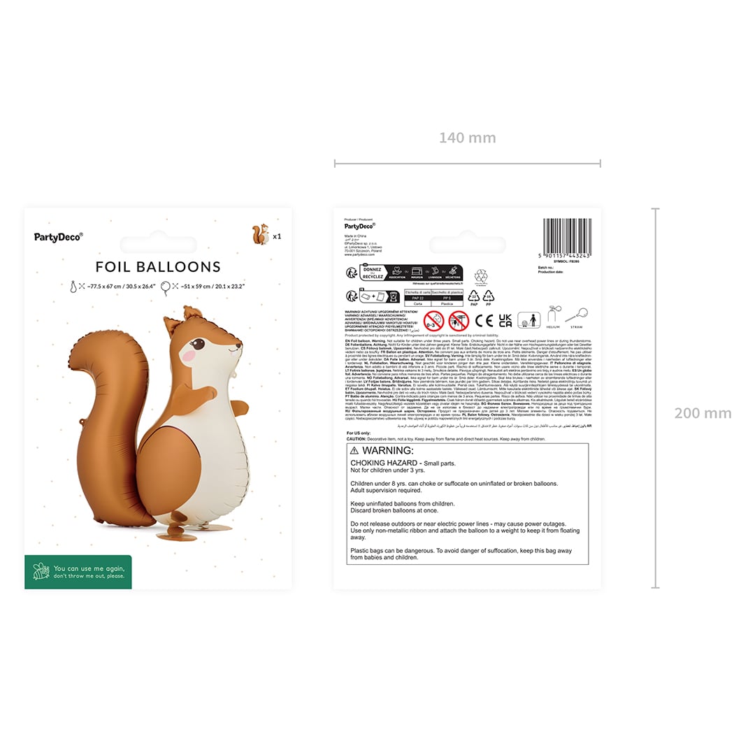 Squirrel Walking Pet Foil Balloon 78cm / 31 in Product Gallery Image