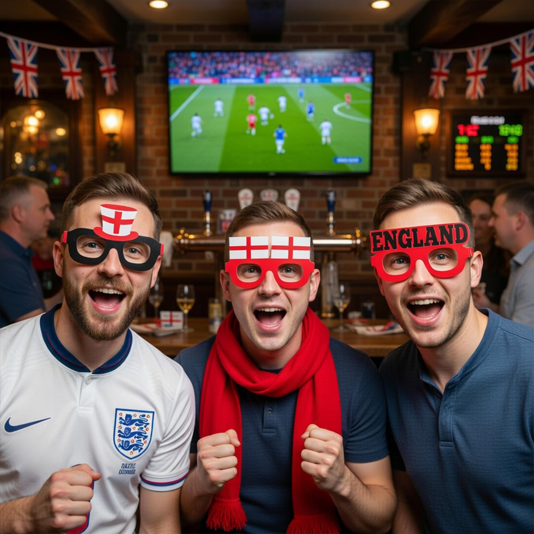 St. George's Cross England Flag Paper Party Glasses Fancy Dress Accessories - Pack of 6 Product Gallery Image