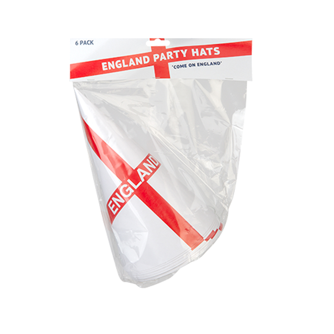 St. George's Cross England Flag Paper Party Hats - Pack of 6 Product Gallery Image
