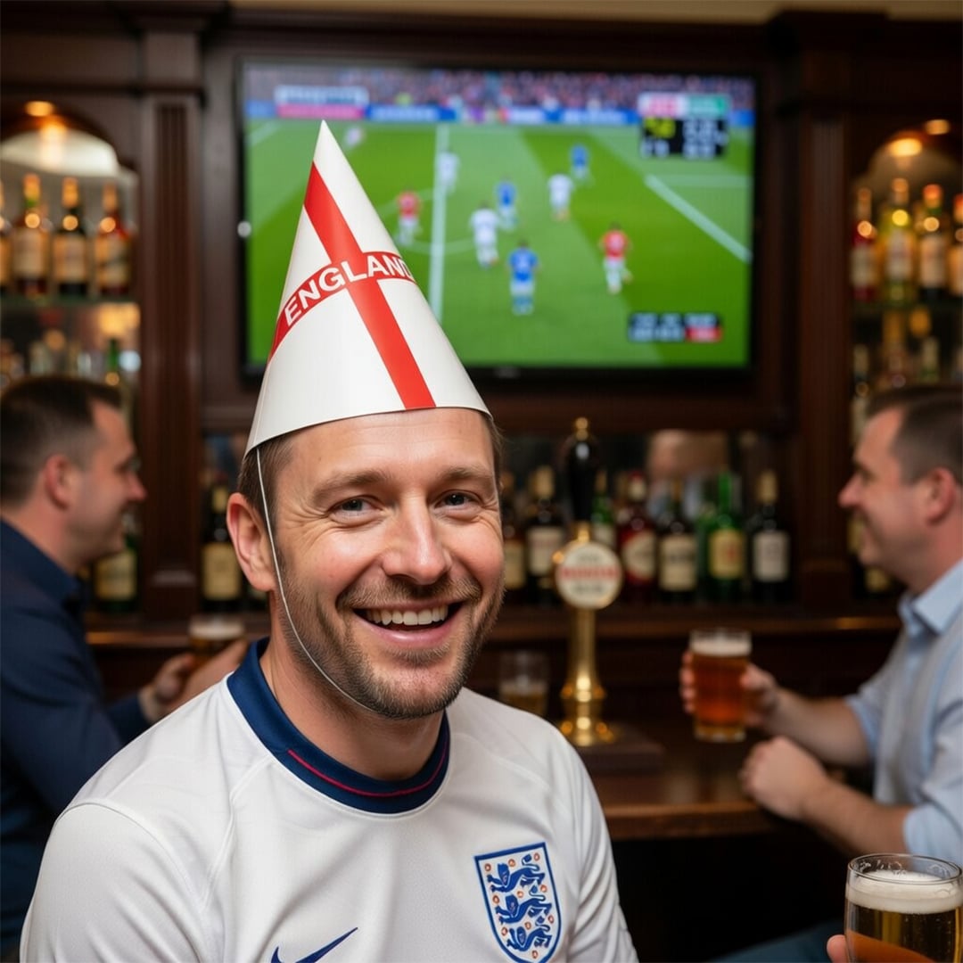 St. George's Cross England Flag Paper Party Hats - Pack of 6 Product Gallery Image