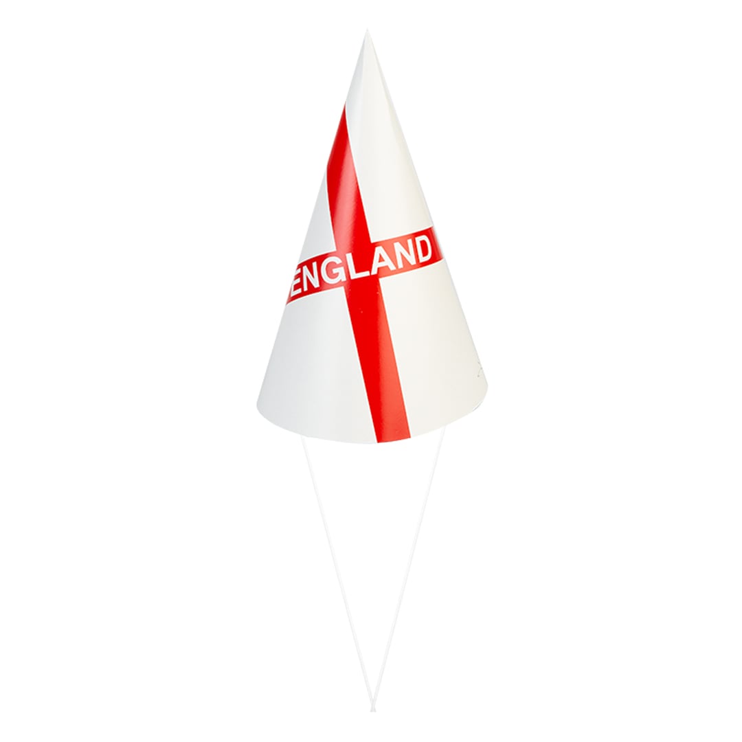 St. George's Cross England Flag Paper Party Hats - Pack of 6