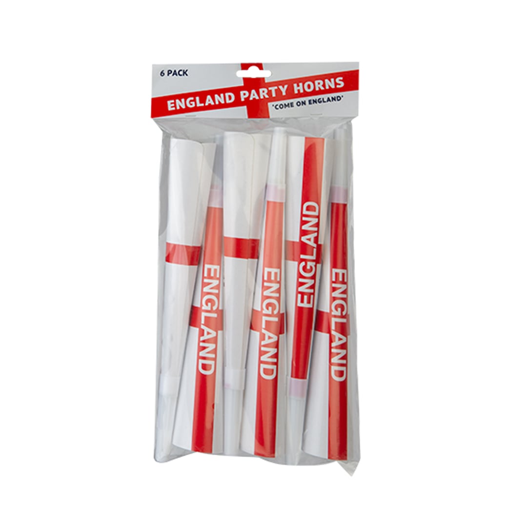 St. George's Cross England Flag Paper Party Horn Blowers - Pack of 6 Product Gallery Image