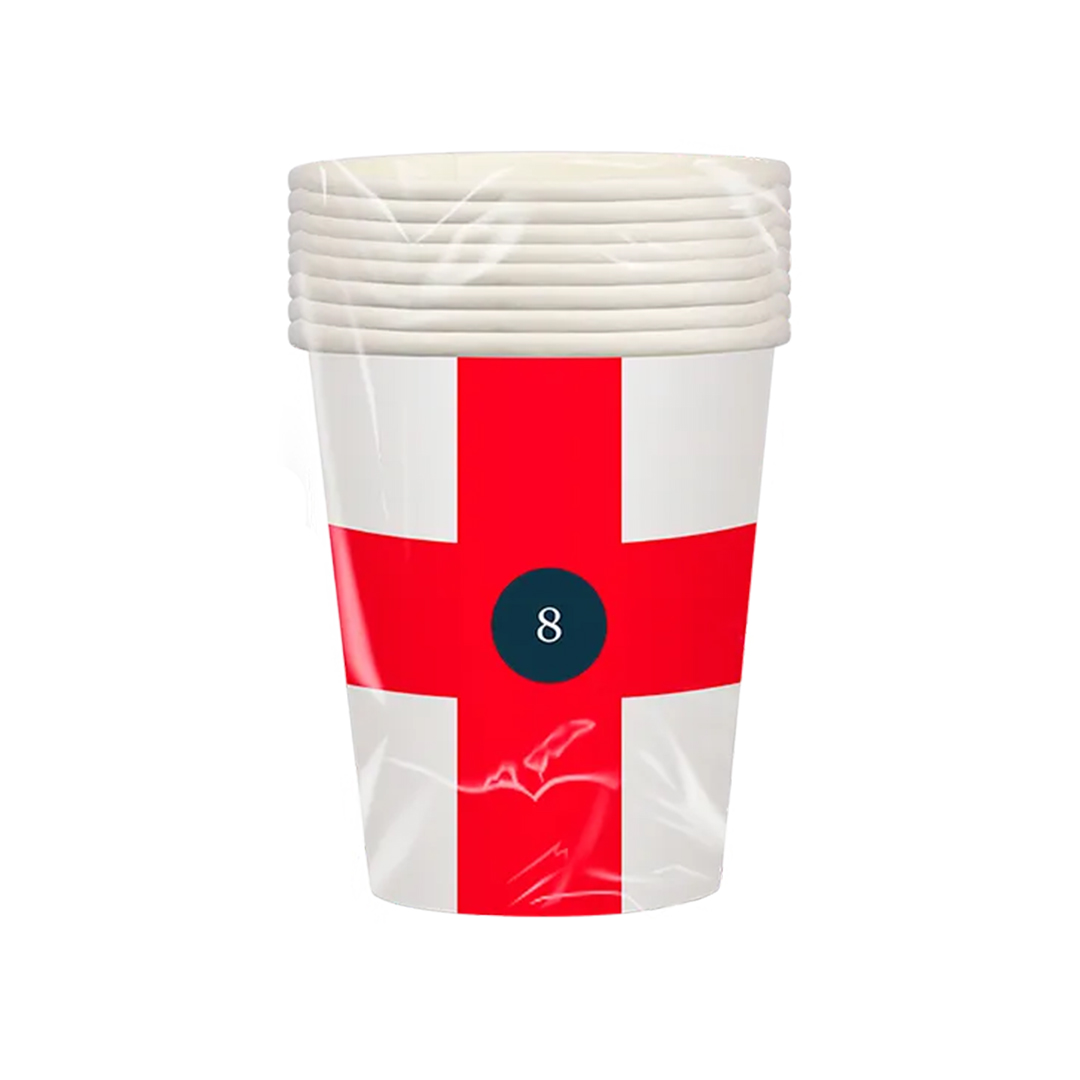 St. George's Cross England Flag Printed Paper Cups 500ml - Pack of 8 Product Gallery Image