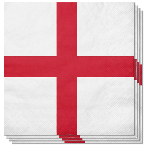 St. George's Cross England Flag Printed Paper Luncheon Napkins 2 Ply 33cm - Pack of 20