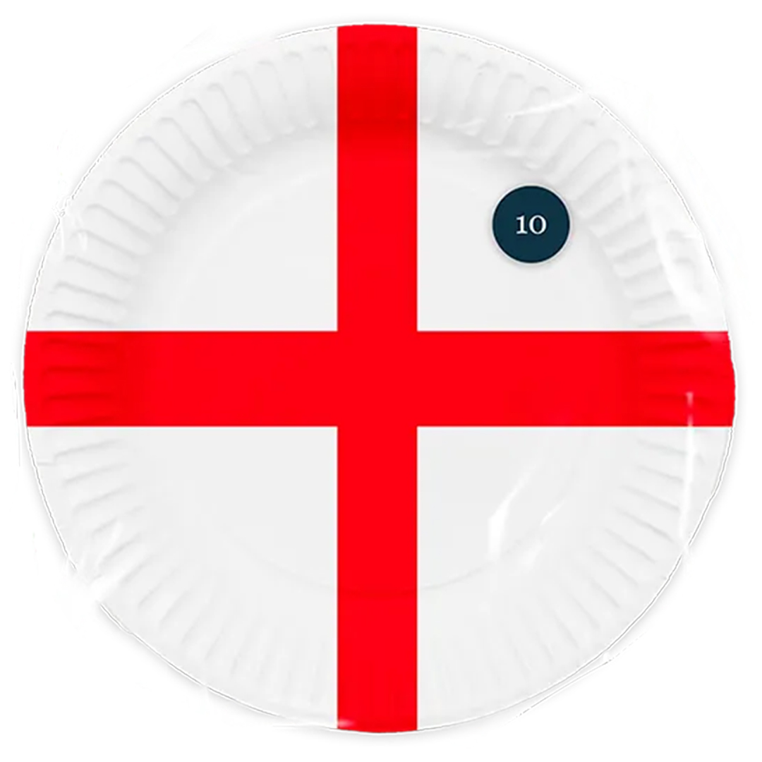 St. George's Cross England Flag Round Paper Plates 23cm - Pack of 10 Product Gallery Image