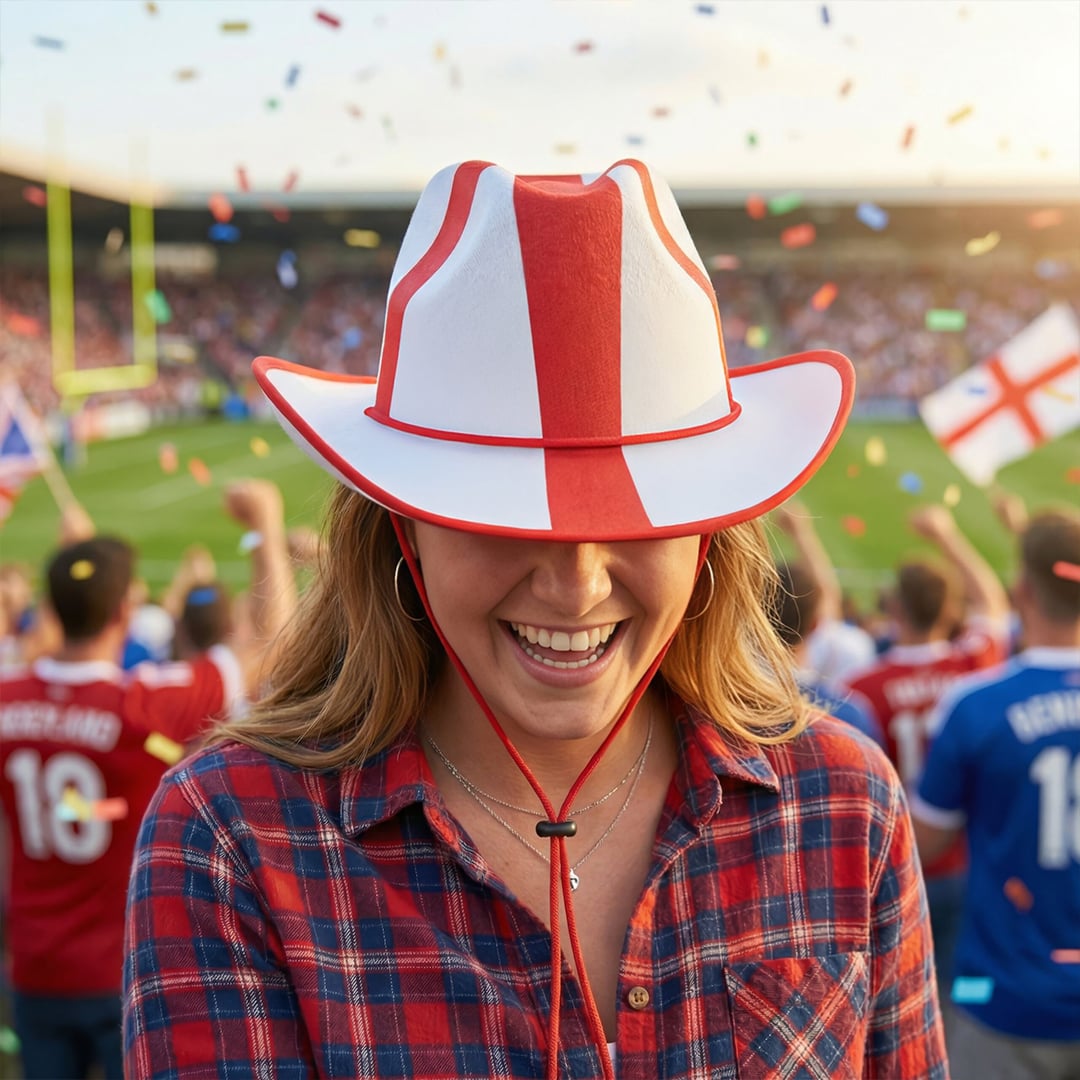 St. George's Cross England Flag Adults Cowboy Hat Fancy Dress Accessory Product Gallery Image